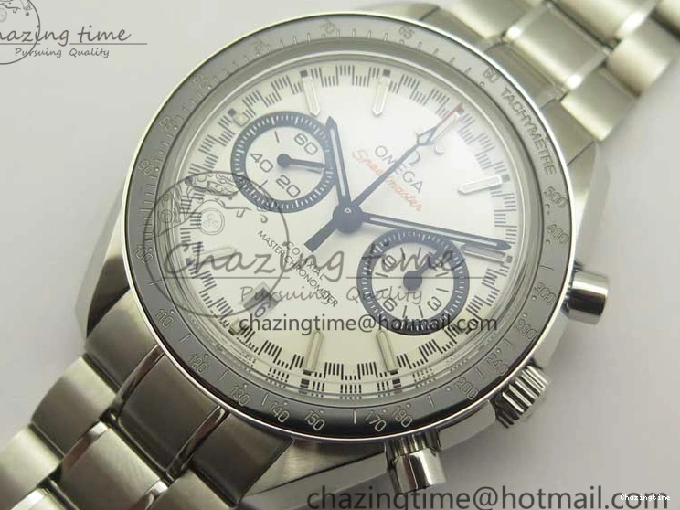 0203 UrbanChic Speedmaster Moonwatch OMF 1:1 Best Edition White Dial Black Hand on SS Bracelet A 8045